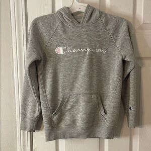 EUC Girls Champion Gray Hooded Sweatshirt Size Medium